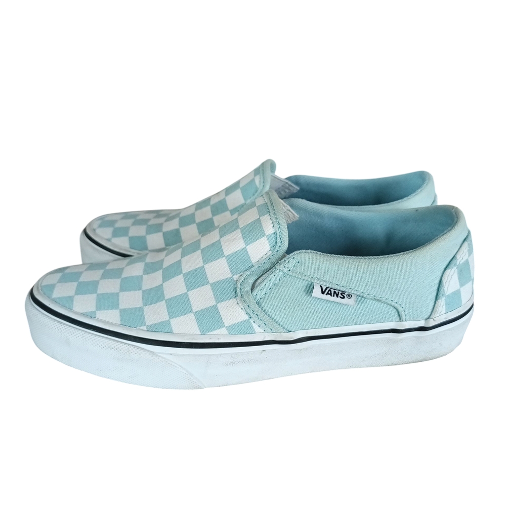 Vans Women's Checkered Slip-On Shoes - Blue